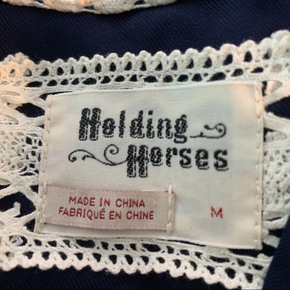 Anthro Holding Horses Navy Boho Babydoll Dress - Picture 6 of 6